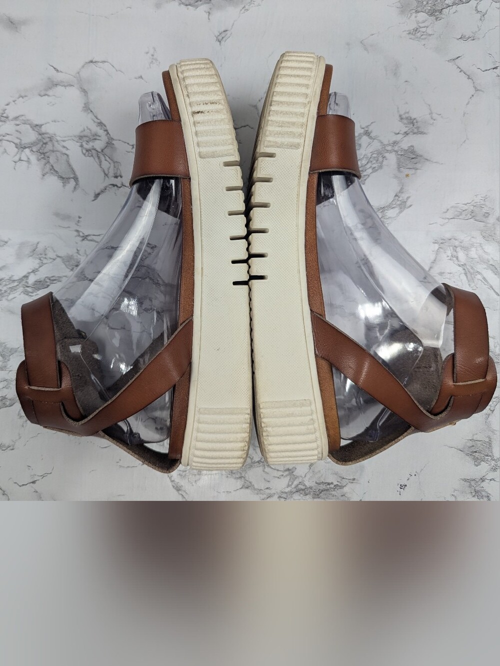 BKE Sole Brown Leather Ankle Strap Platform Sandals Women's Size 8 - Picture 5 of 11